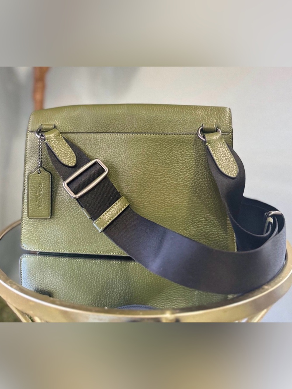 COACH Turner Flap Crossbody in Olive Refined Pebbled Leather - Picture 2 of 3